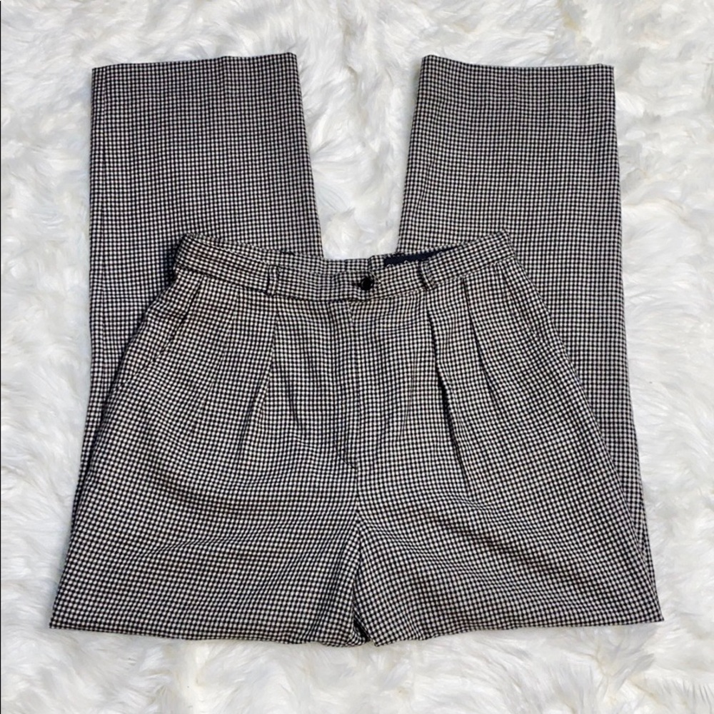 Vintage Designer High Waisted Checkered Wool Pants
